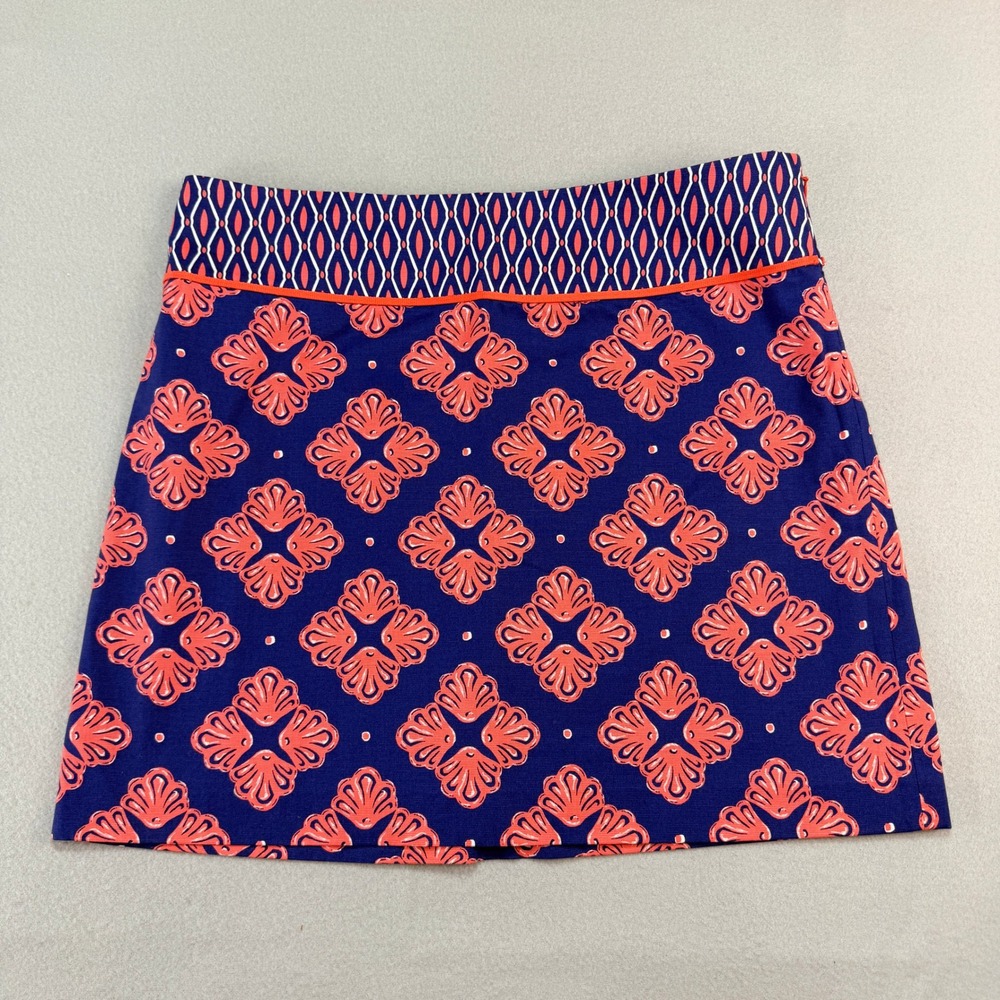 Vineyard Vines Womens 8 Navy Blue Coral Shell Print A-Line Mini Skirt Nautical